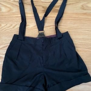 Pinstripe suspender shorts